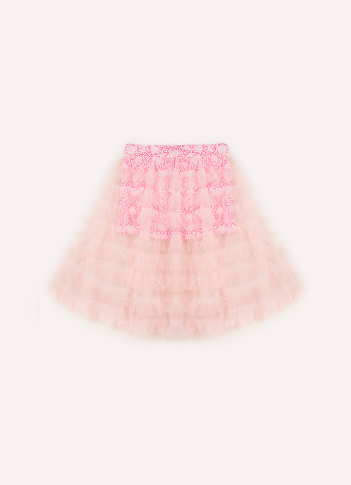 Saia Babados Tule Short Light Estampa Barbie X Pituchinhus