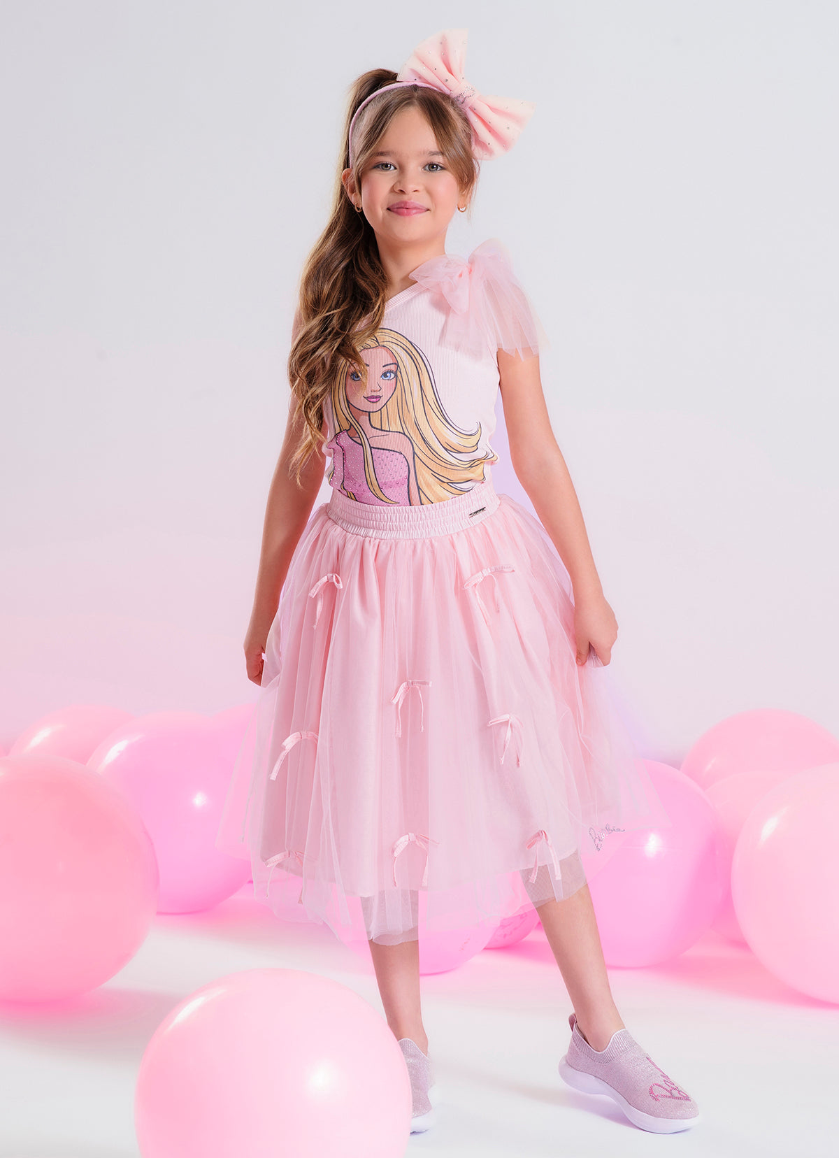 Saia Short Midi Tule Mini Lacinhos Barbie