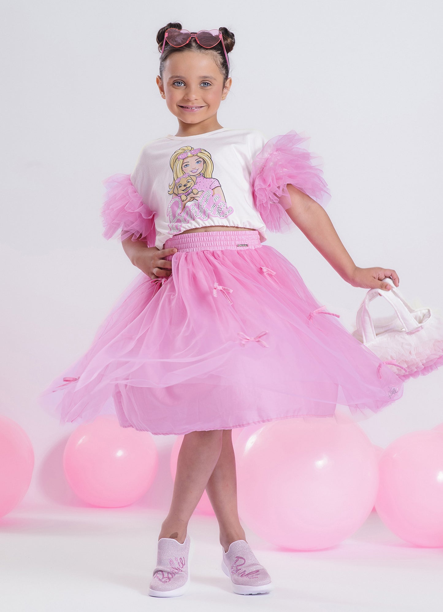 Saia Short Midi Tule Mini Lacinhos Barbie