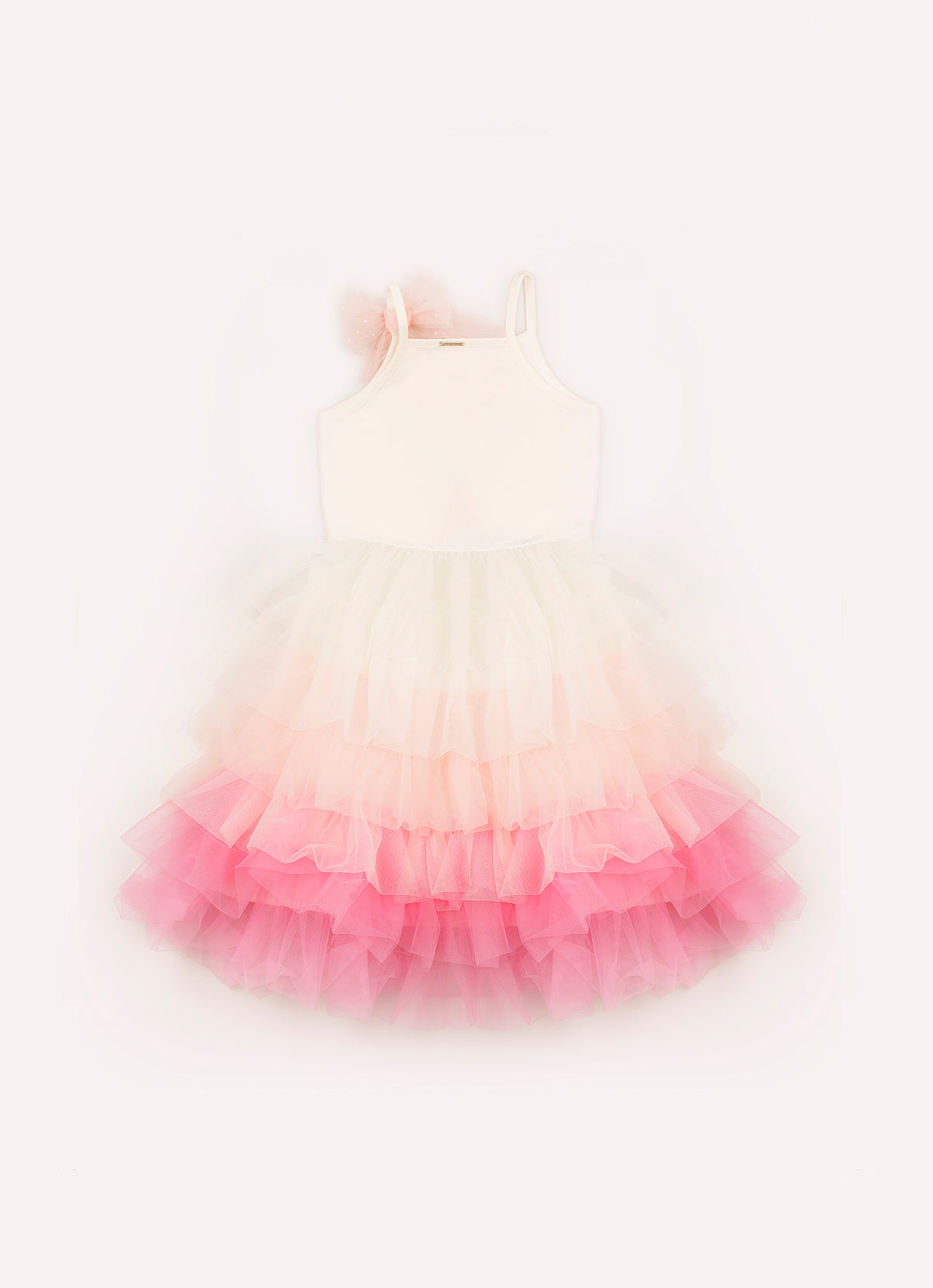 Vestido Festa Alça Cotton Babados Tule Barbie