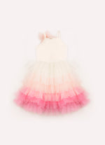 Vestido Festa Alça Cotton Babados Tule Barbie