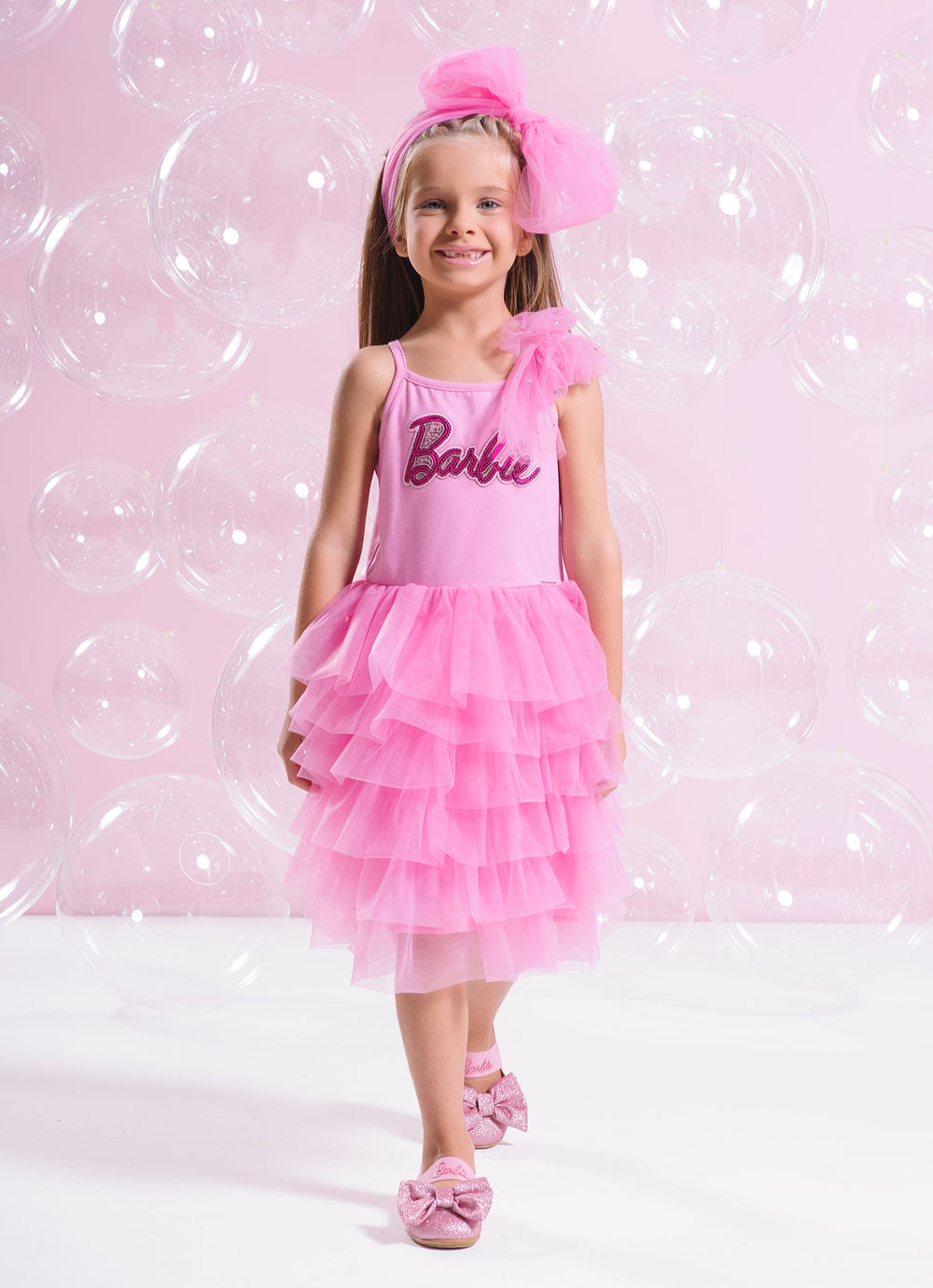 Vestido Cotton Lantejoulas Barbie