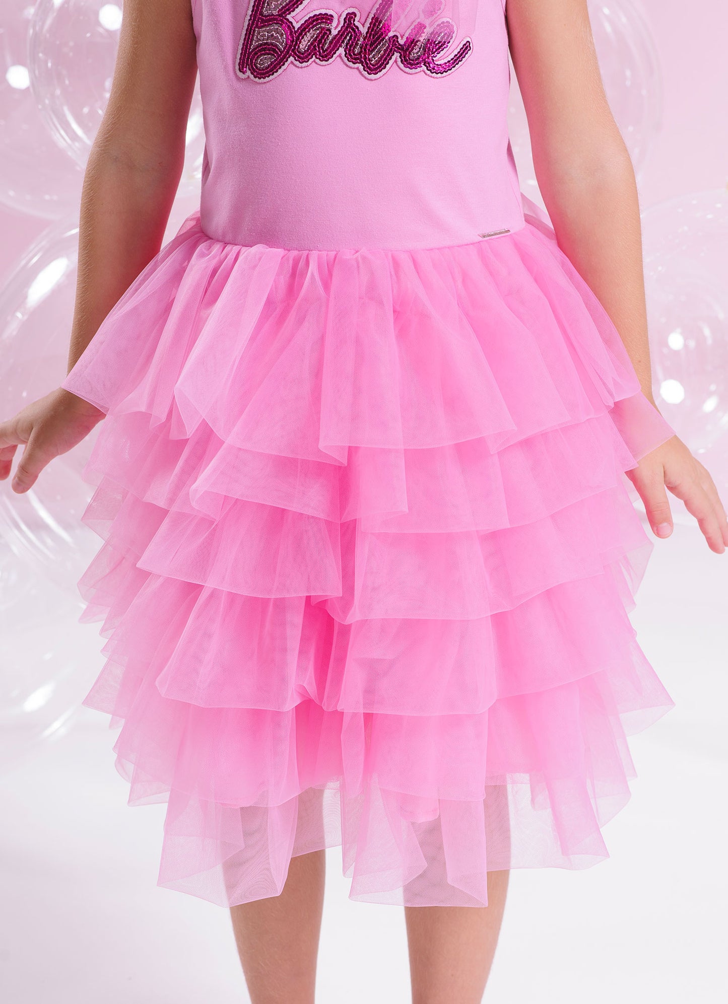 Vestido Cotton Lantejoulas Barbie