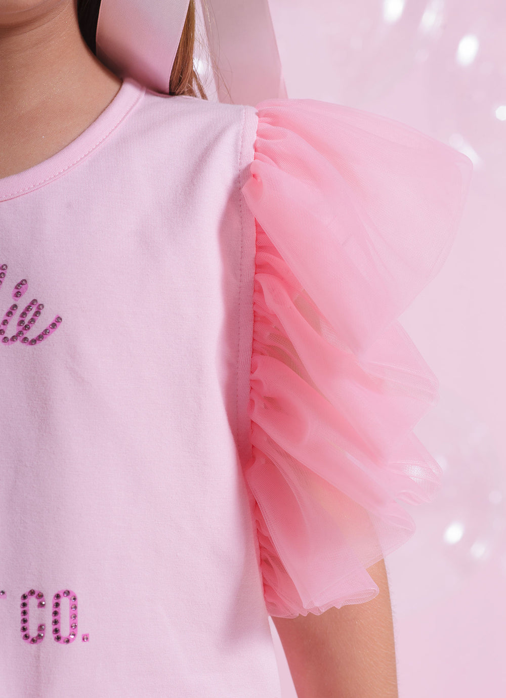 Blusa Cotton Mangas de Tule Barbie