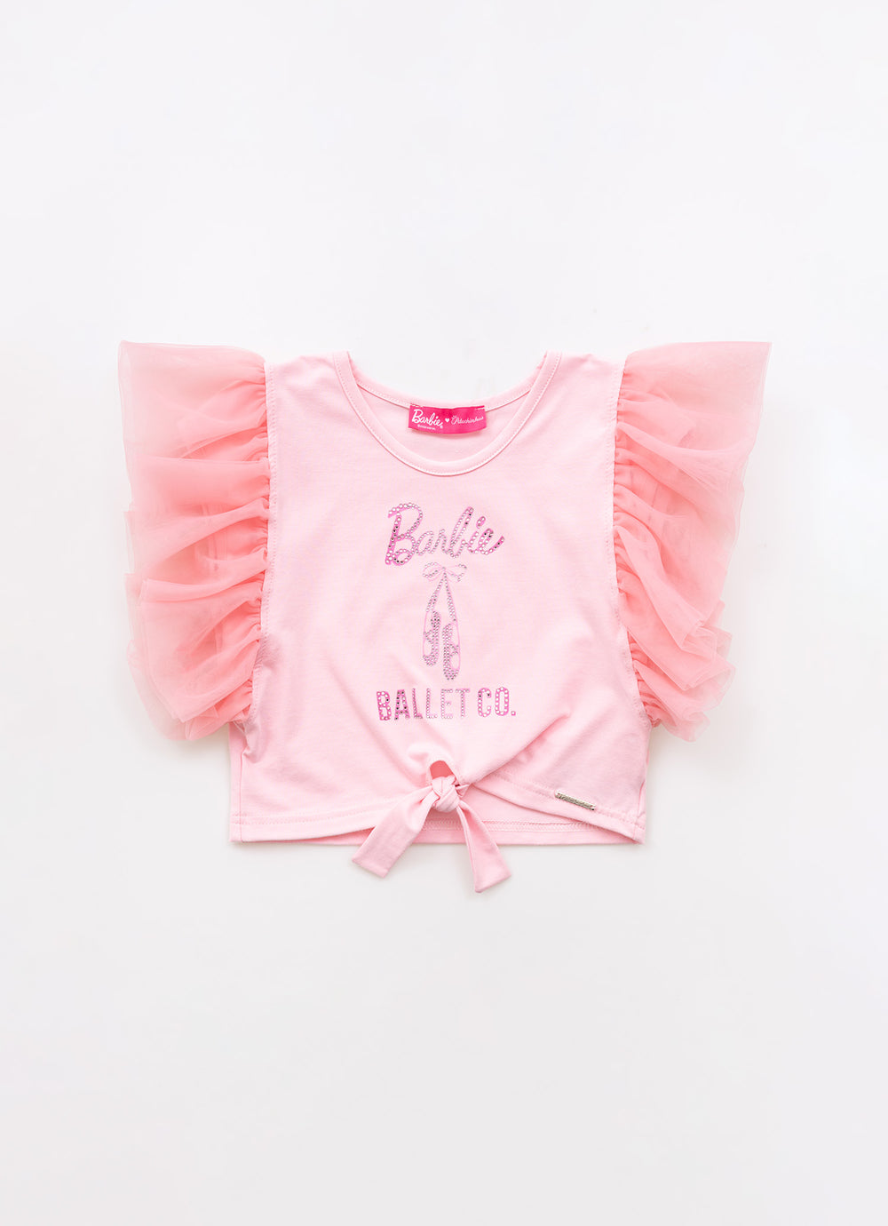 Blusa Cotton Mangas de Tule Barbie