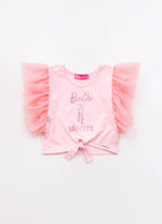 Blusa Cotton Mangas de Tule Barbie