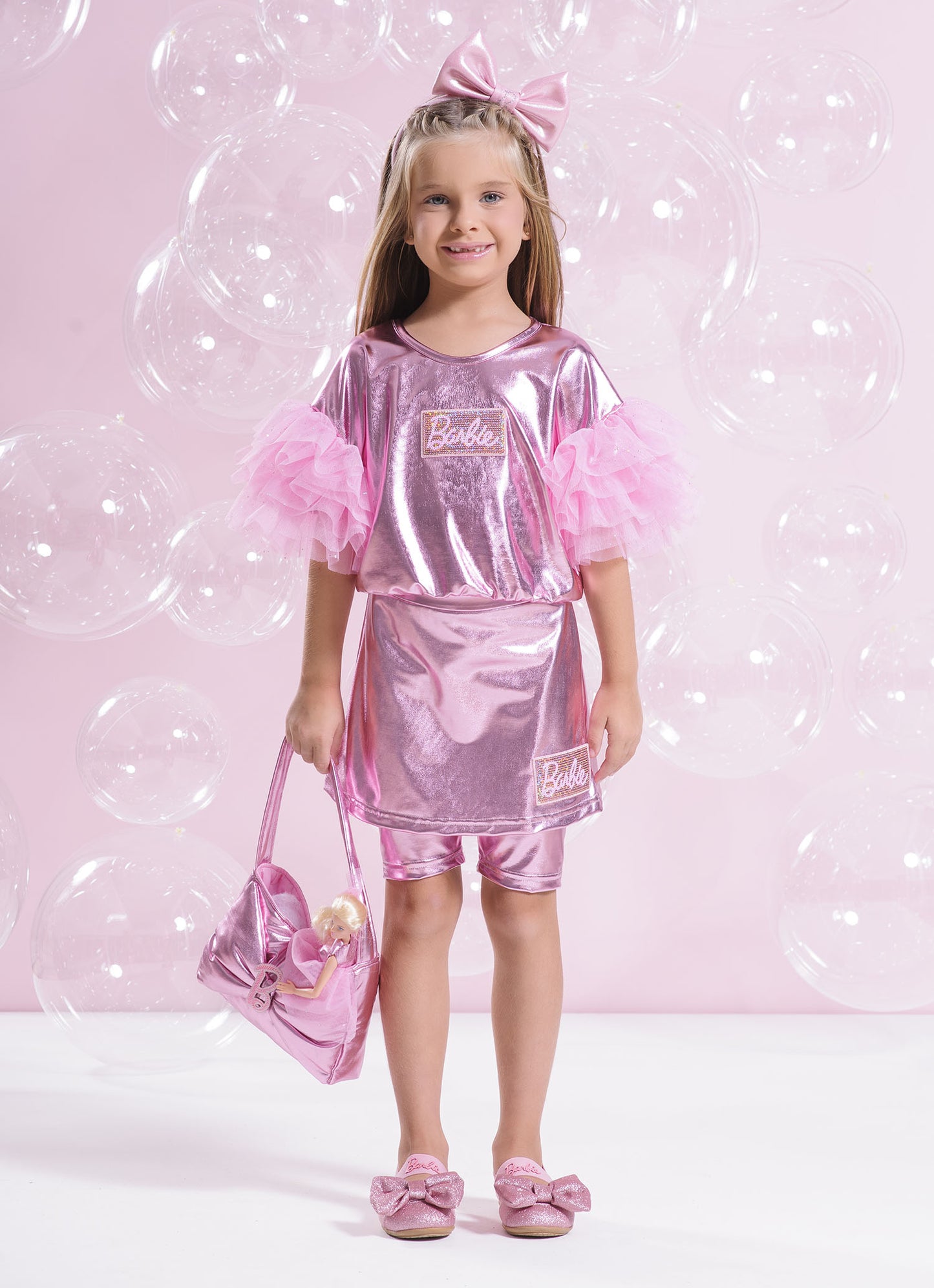 Bermuda Saia Malha Shine Barbie