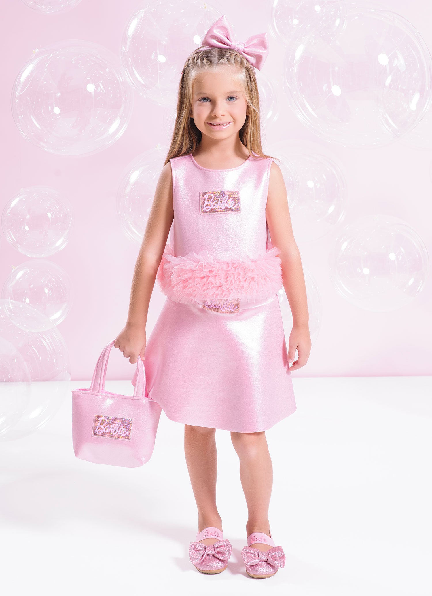 Saia Short Malha Brilho Barbie