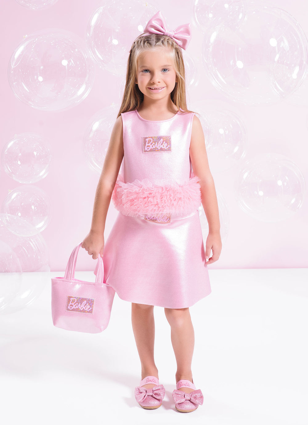 Saia Short Malha Brilho Barbie