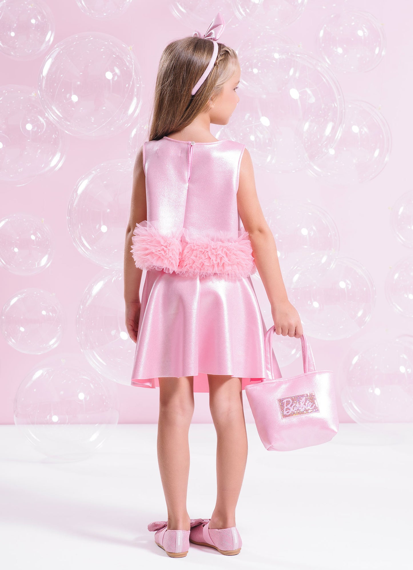 Saia Short Malha Brilho Barbie