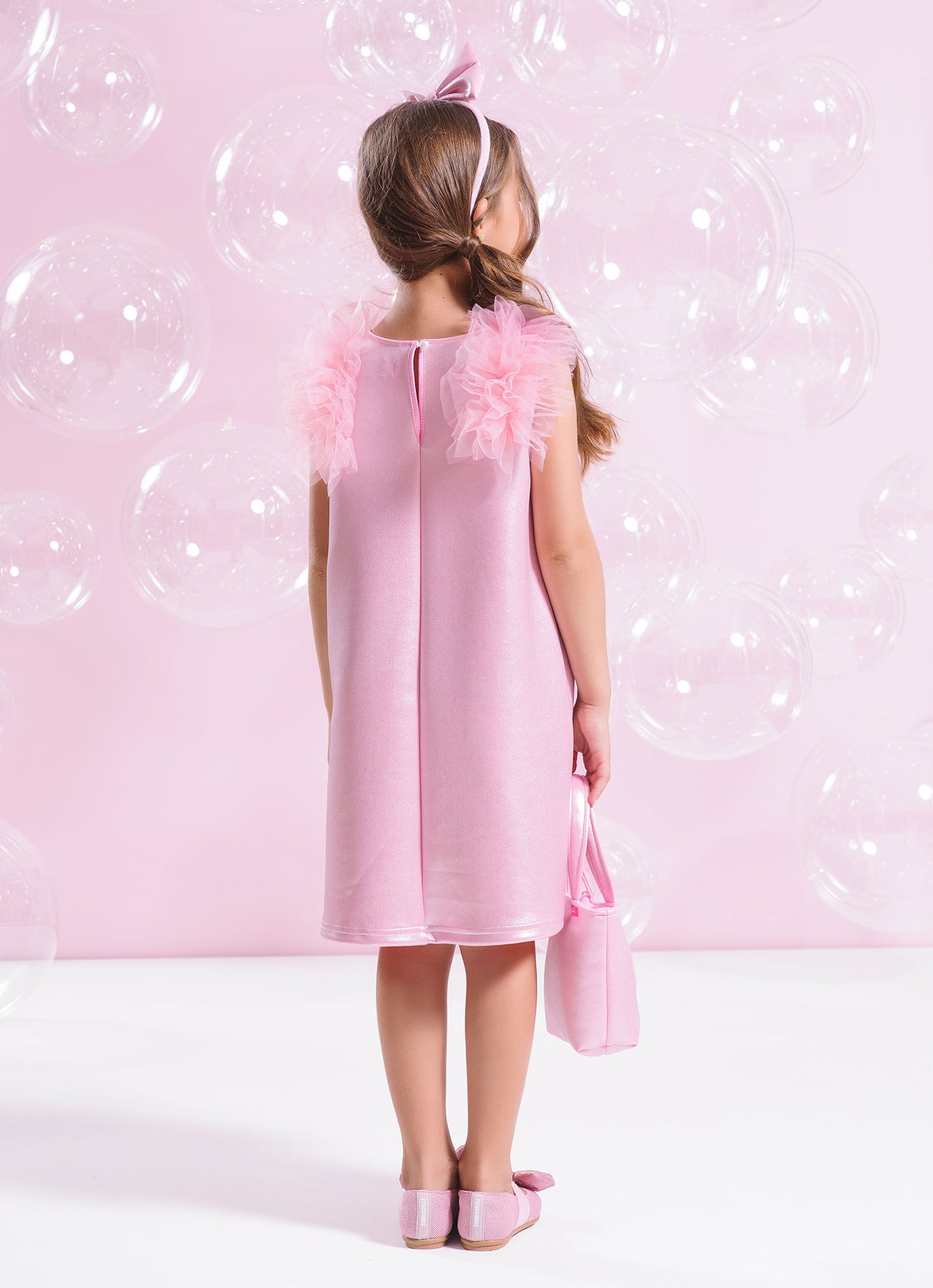 Vestido Malha Brilho Frufru Barbie