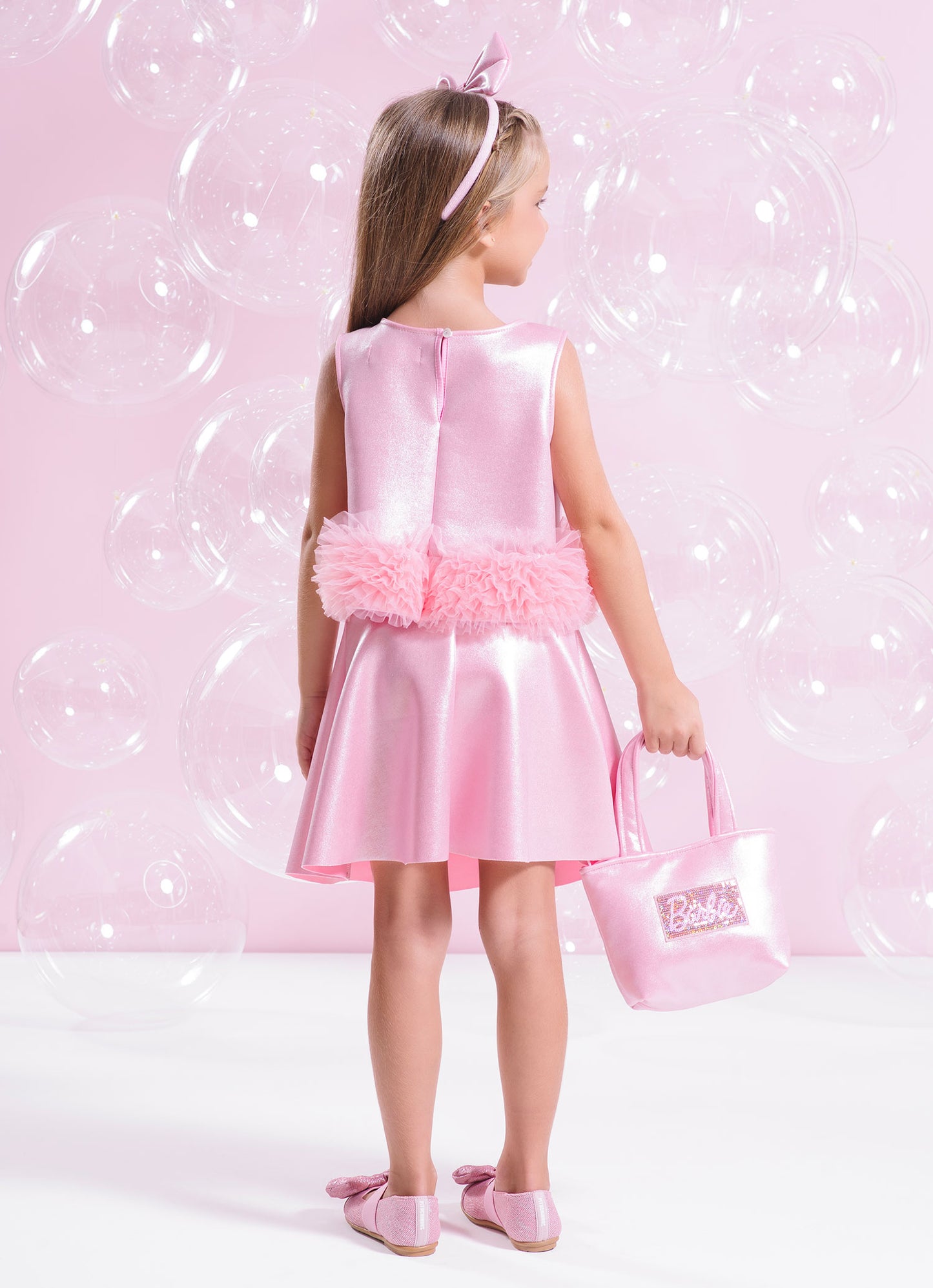 Blusa Cropped Malha Brilho Barbie
