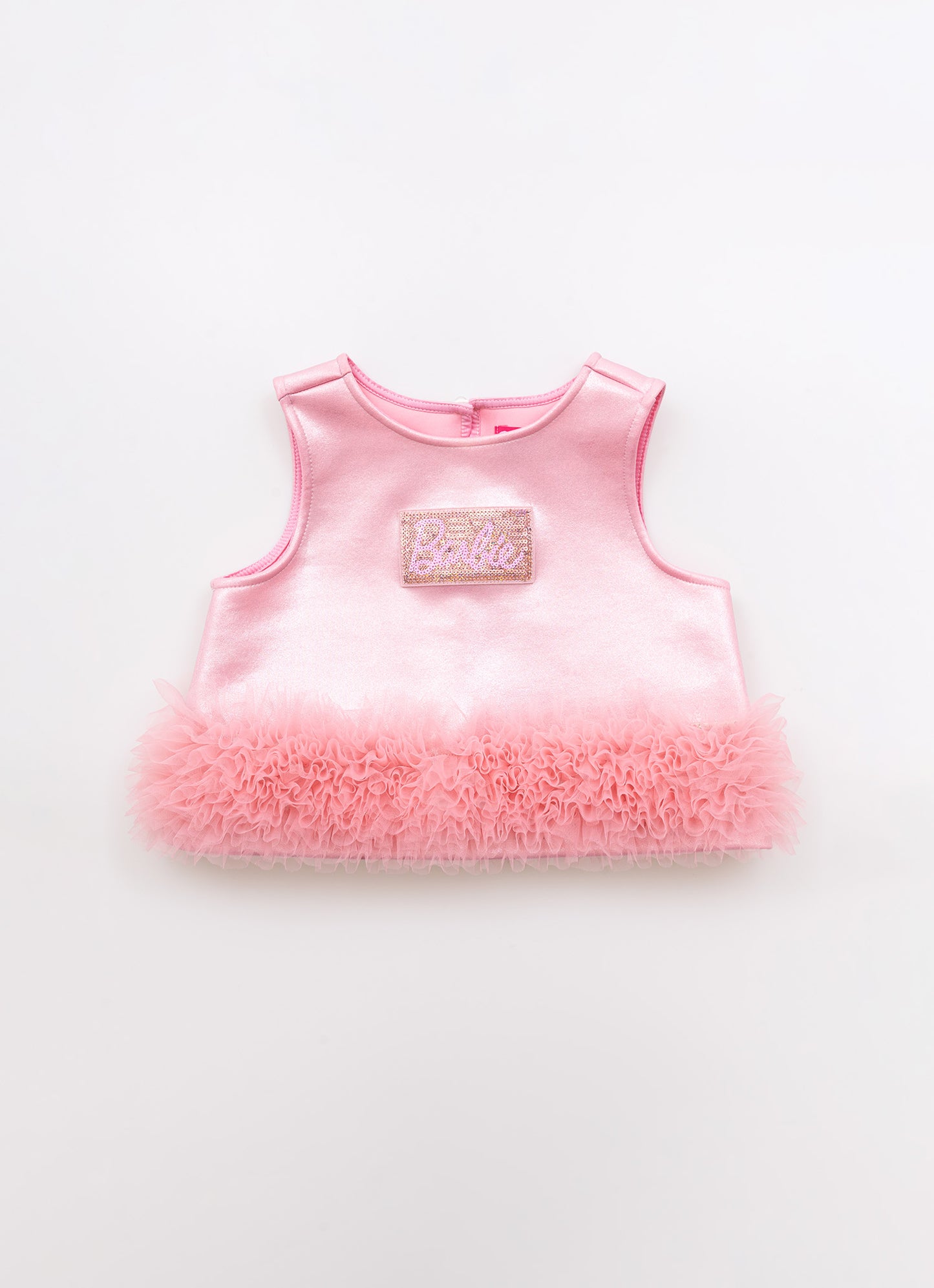 Blusa Cropped Malha Brilho Barbie