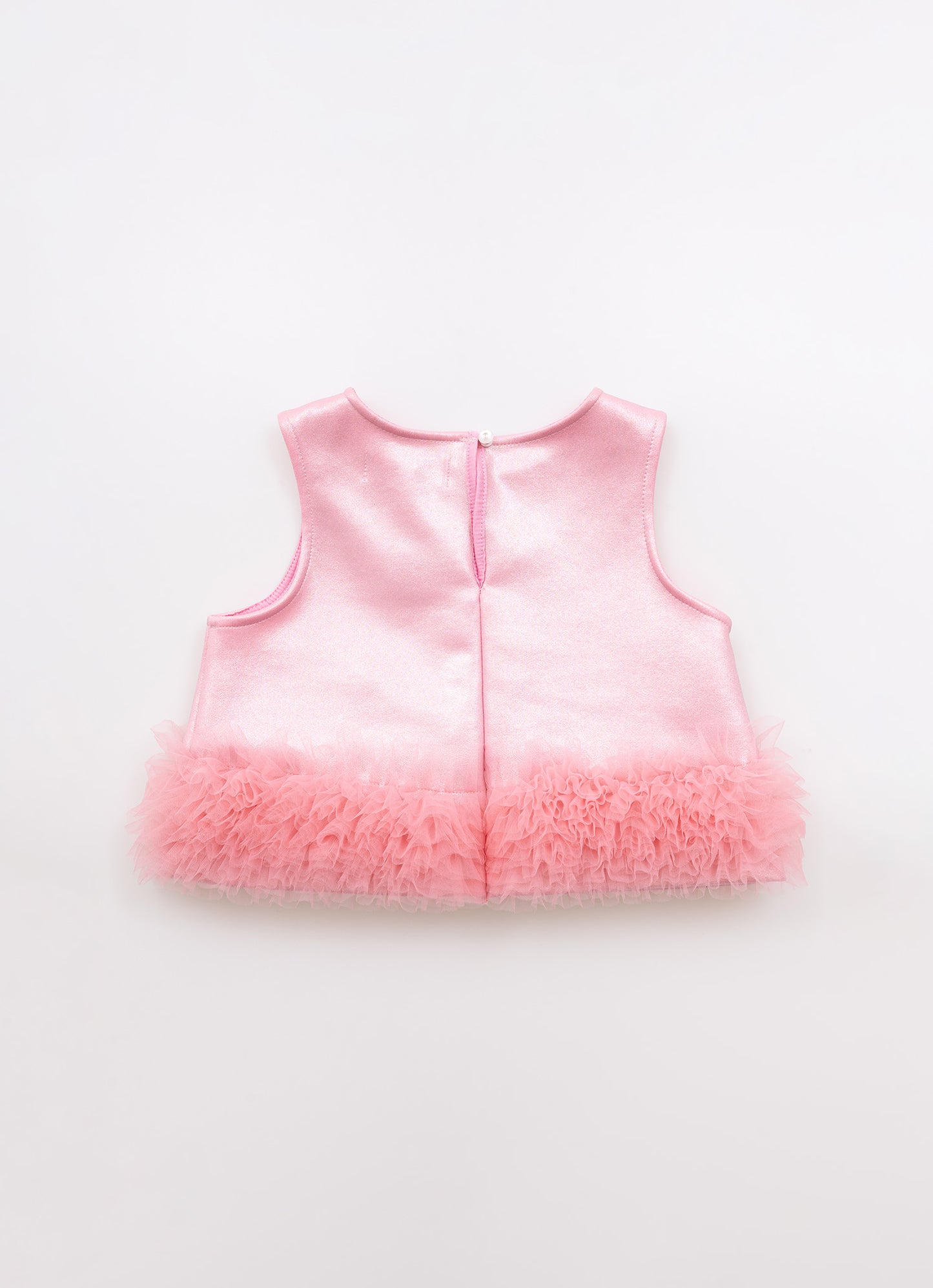 Blusa Cropped Malha Brilho Barbie