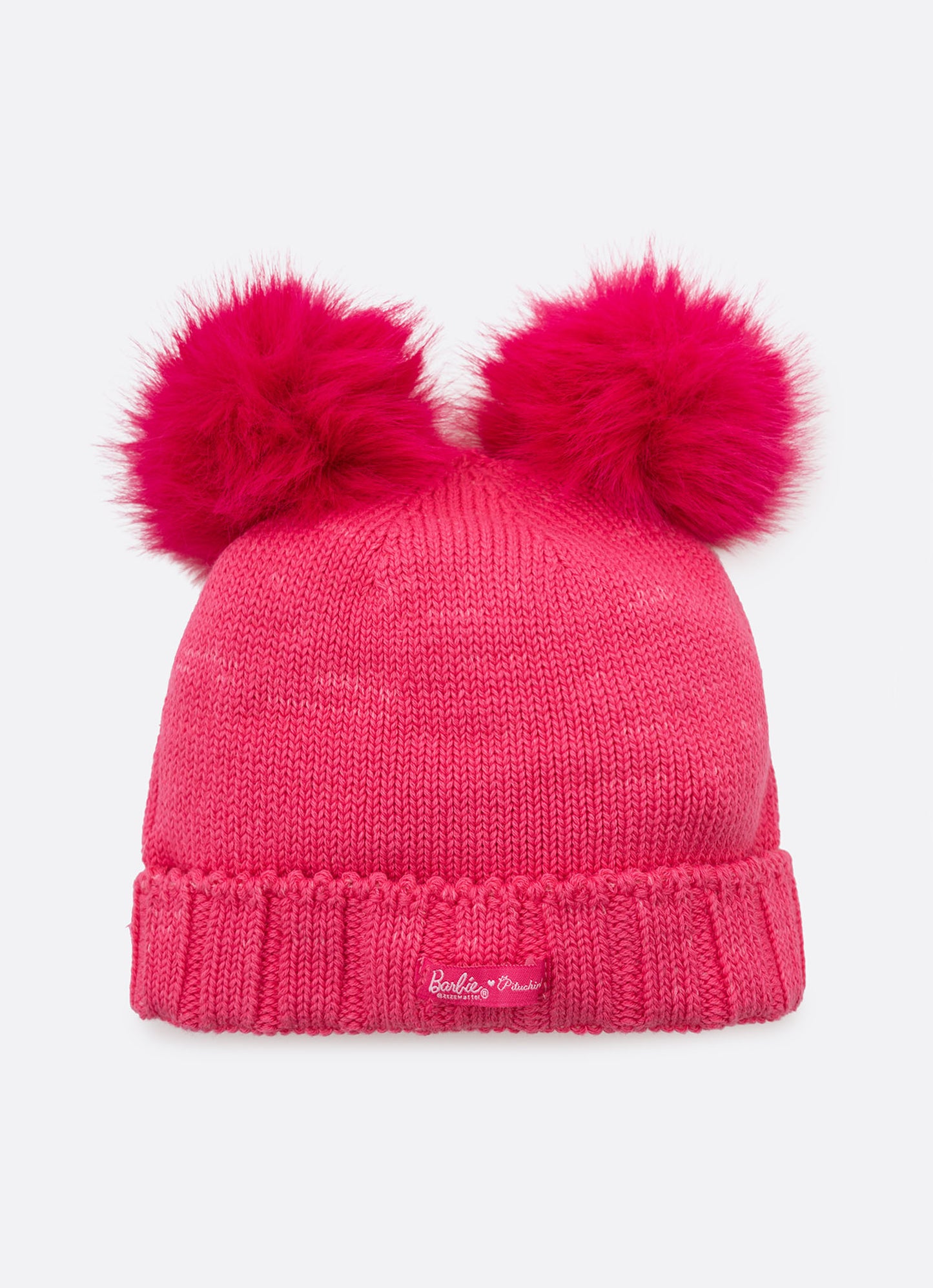 Touca Tricot Canelada Barbie Pompons Pele