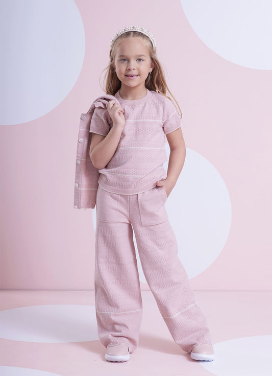 Blusa Tricot Manga Curta Mix de Pontos Blusa Tricot Manga Curta Mix de Pontos