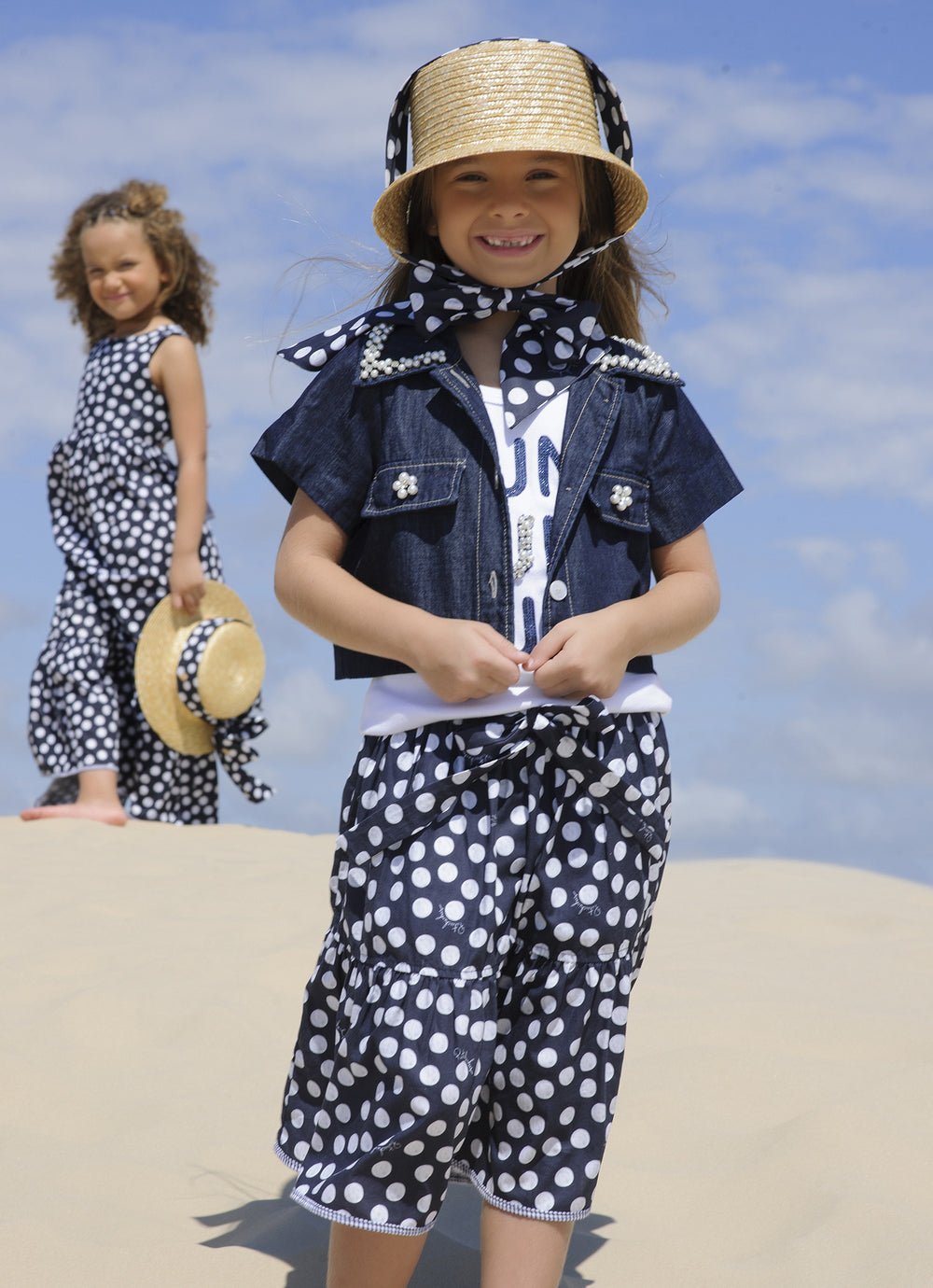 Saia Short Midi Estampada Poá com Cinto