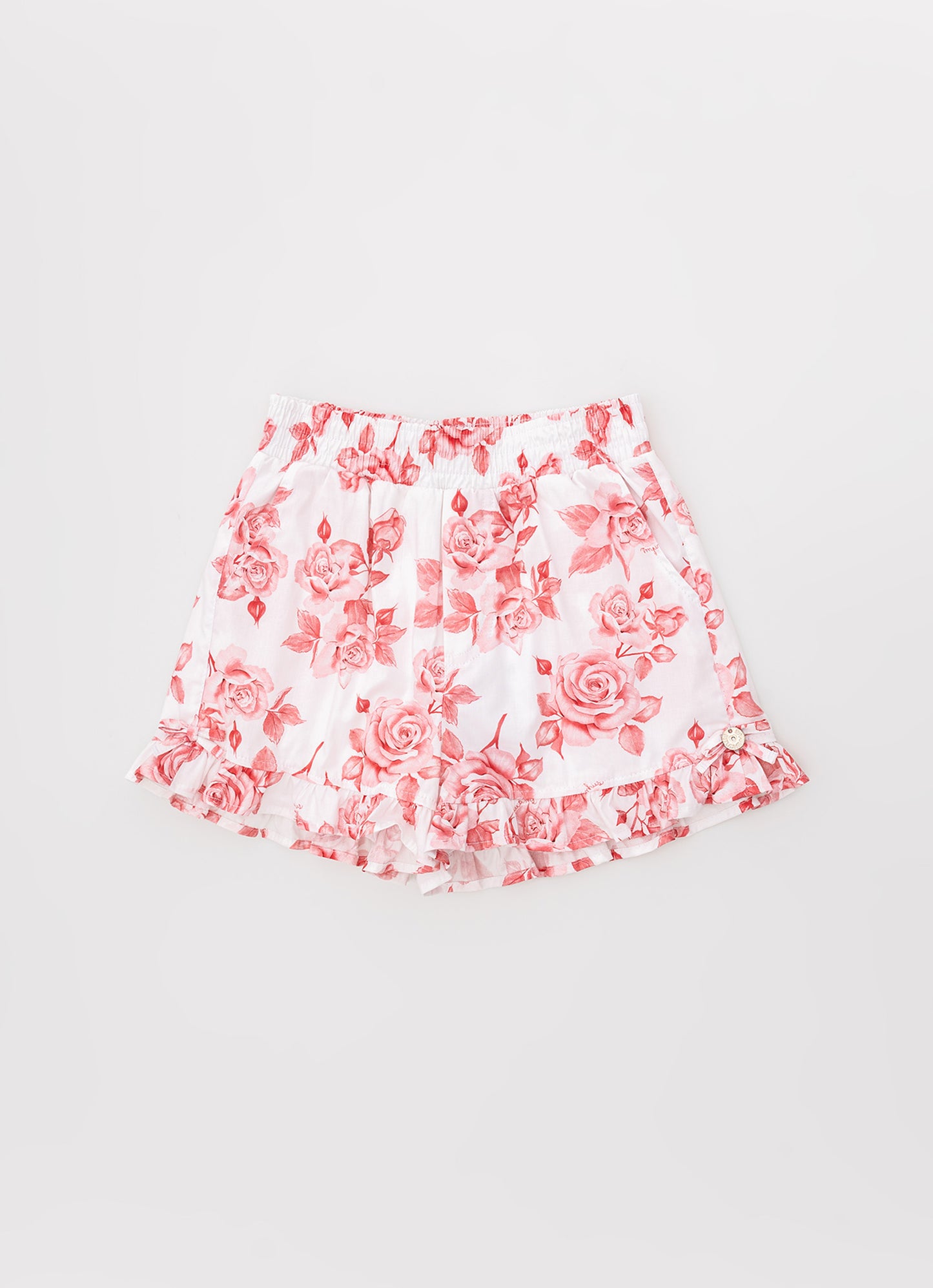 Short Algodão Estampa Floral Babado