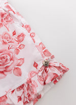 Short Algodão Estampa Floral Babado