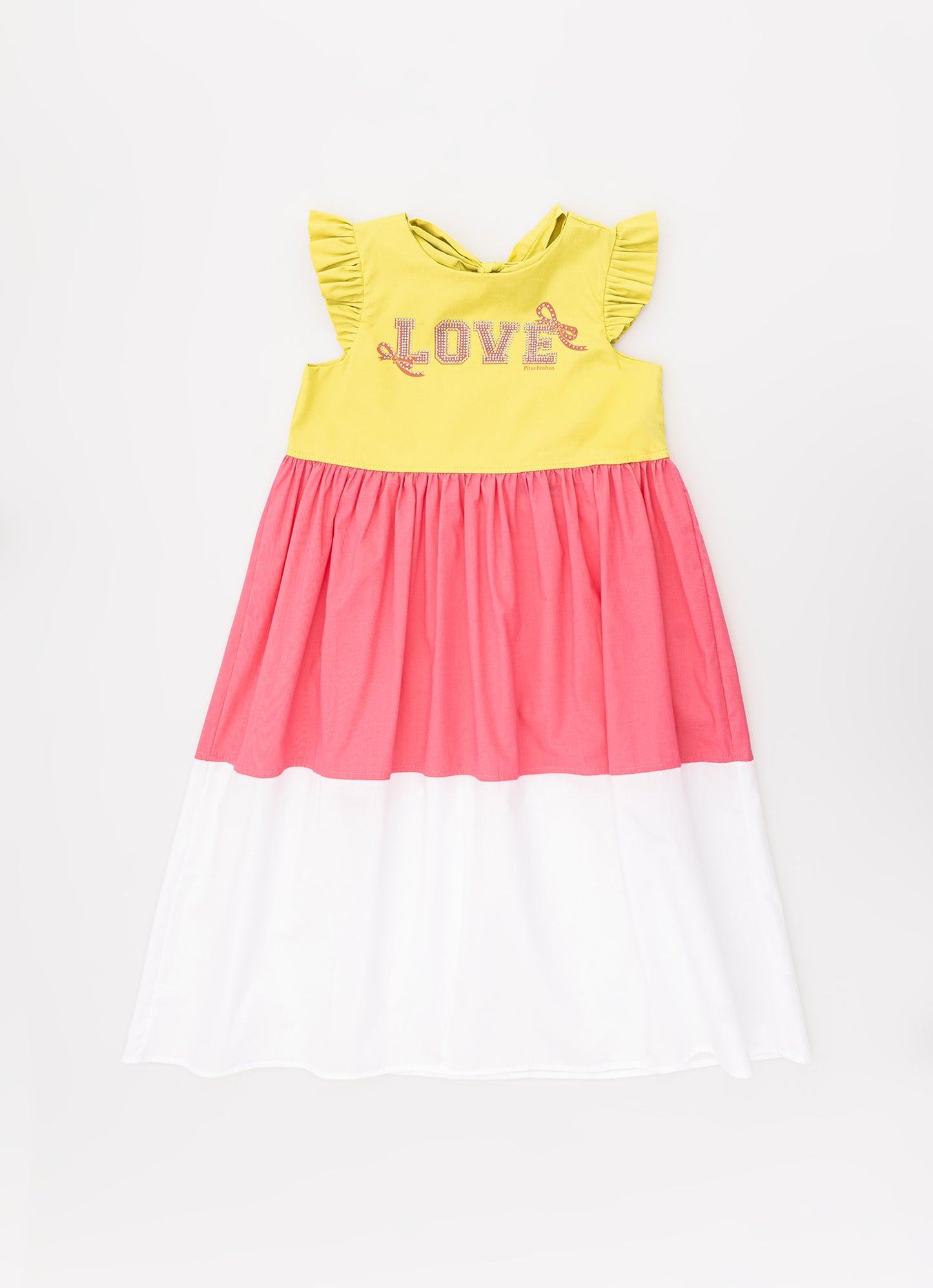 Vestido Tricoline Babados Colorido Love
