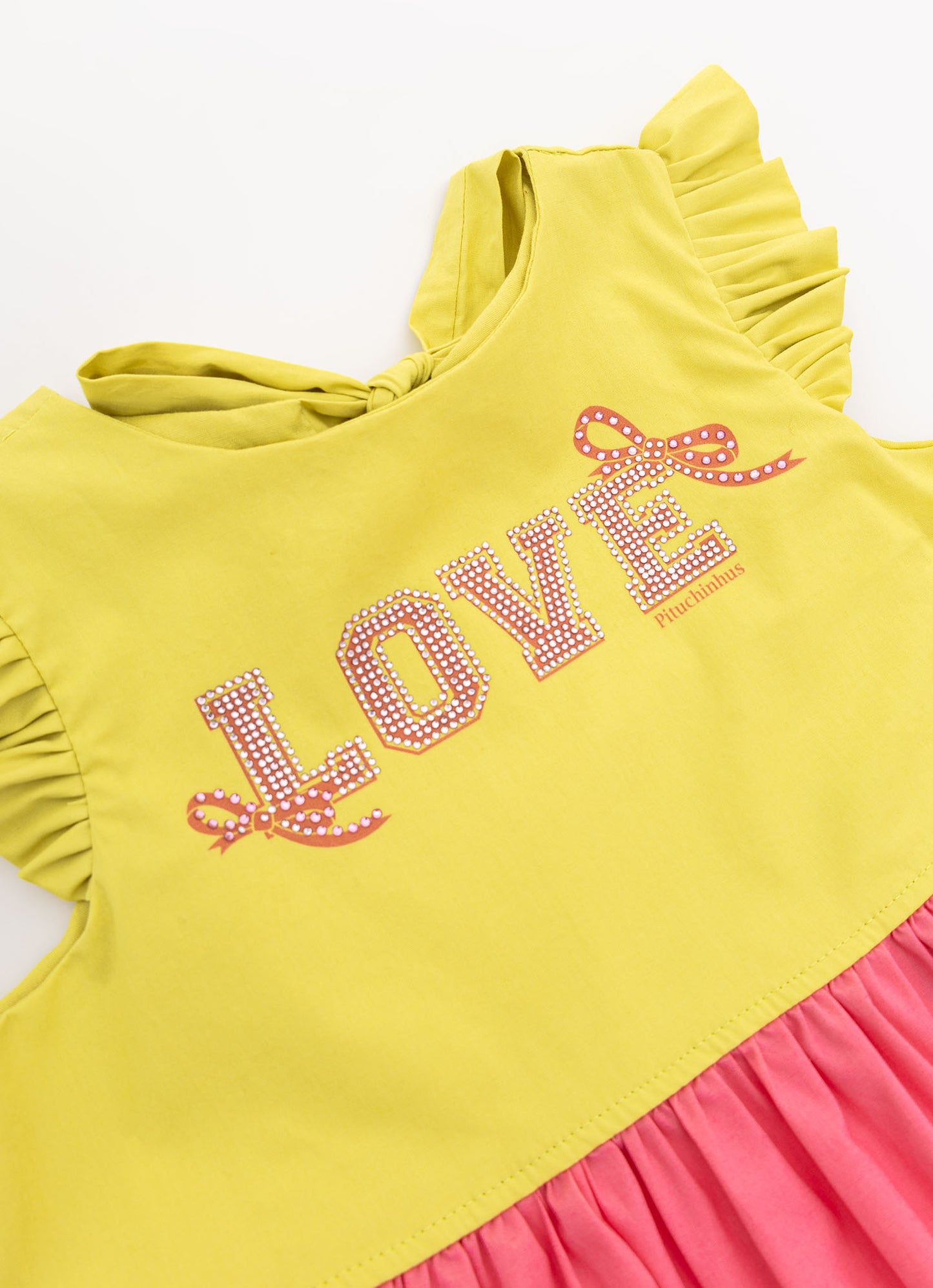 Vestido Tricoline Babados Colorido Love