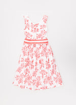 Vestido Algodão Floral Cinto Listrado