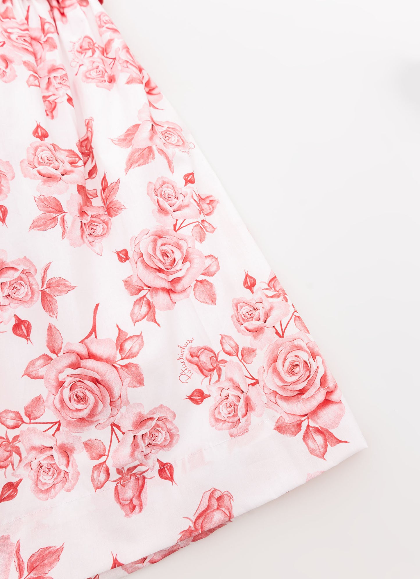 Vestido Algodão Floral Cinto Listrado