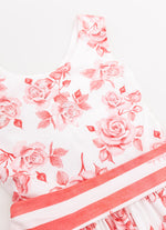 Vestido Algodão Floral Cinto Listrado