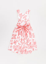 Vestido Algodão Floral Cinto Listrado