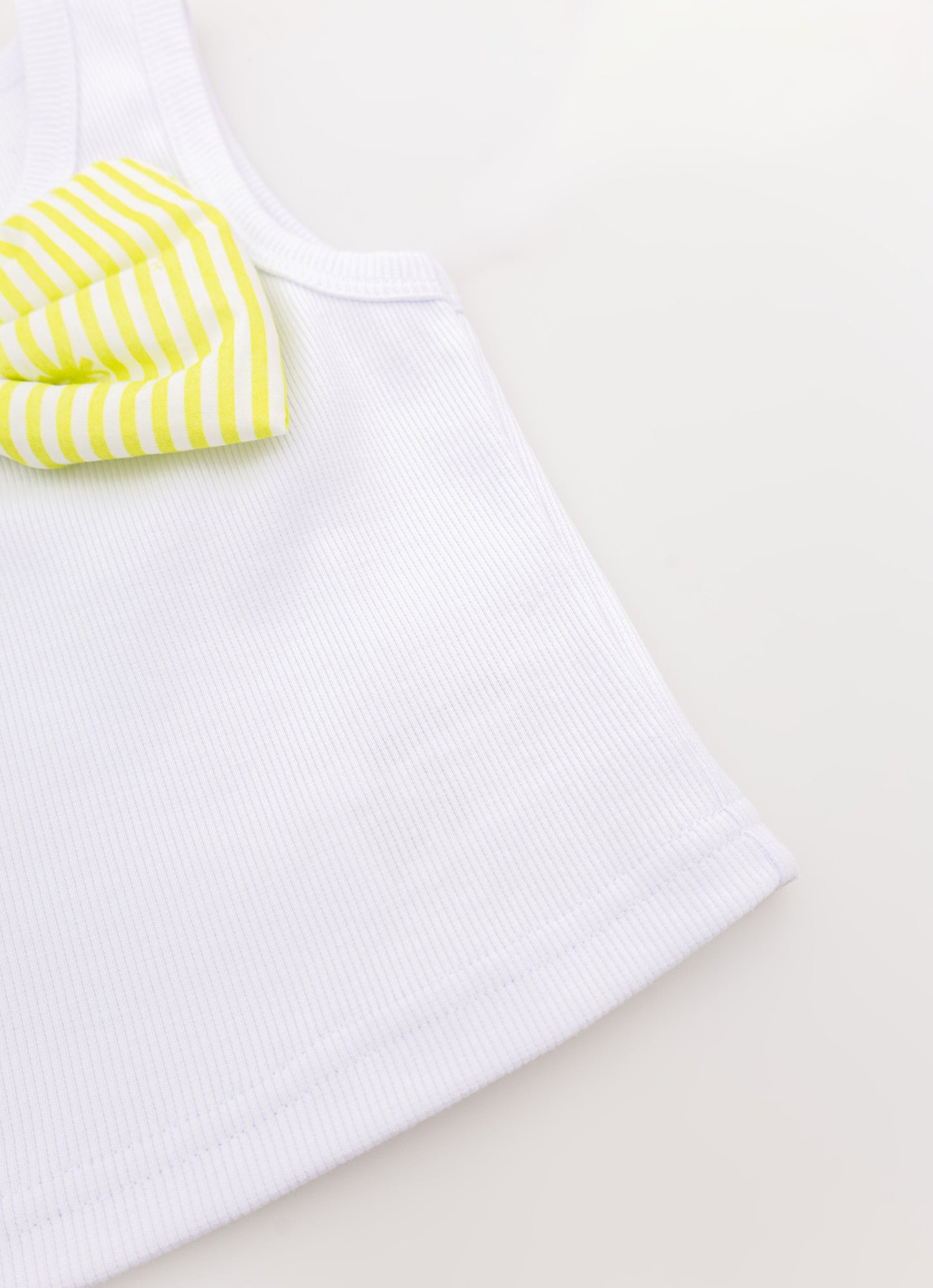 Regata Cropped Maxi Laço Puffer Listrado