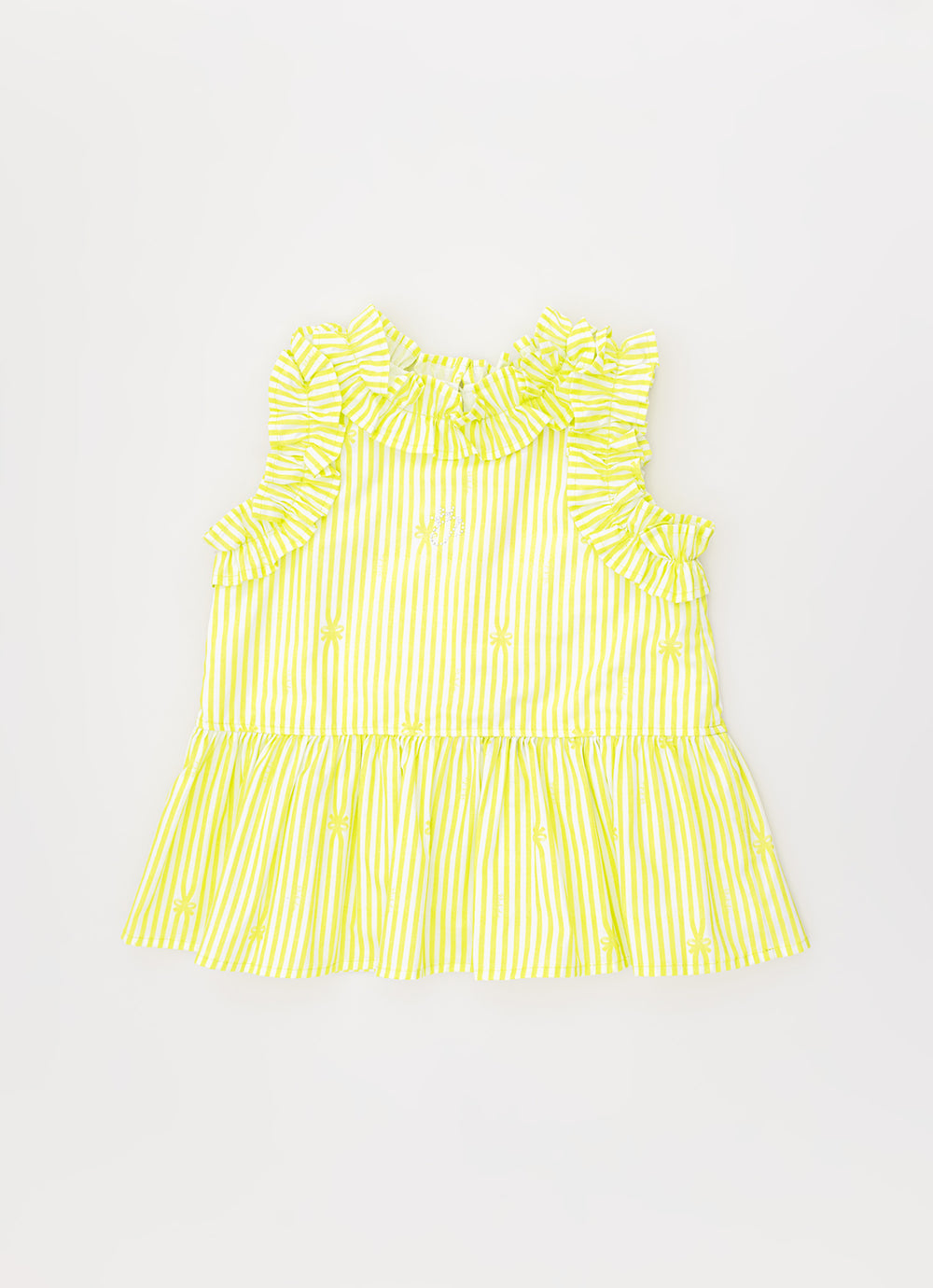 Blusa Algodão Estampa Listra Babados