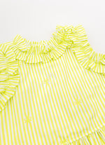 Blusa Algodão Estampa Listra Babados