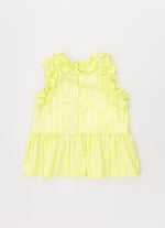 Blusa Algodão Estampa Listra Babados
