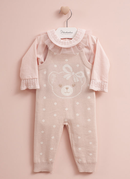 Macacão Tricot Ursinha Poá Macacão Tricot Ursinha Poá