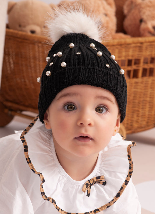 Touca Tricot Canelada Bordado Pérolas e Cristais Touca Tricot Canelada Bordado Pérolas e Cristais