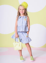 Short Jeans Fino Babado Patche Ursinha
