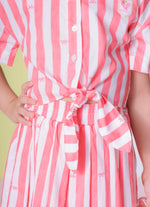 Saia short Pregas Algodão Estampa Maxi Listras