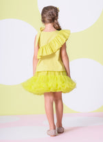 Blusa Tricoline Maxi Babado Tule