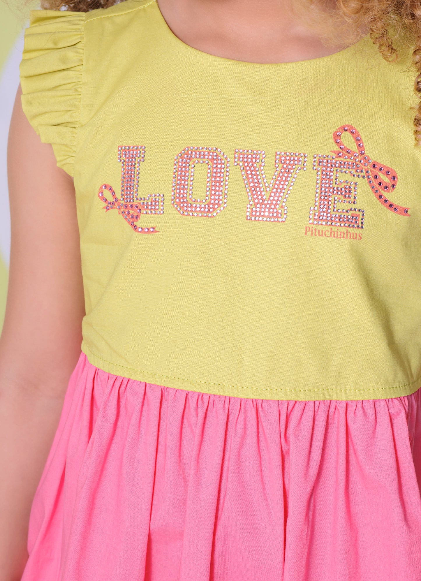 Vestido Tricoline Babados Colorido Love