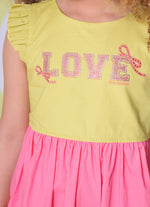 Vestido Tricoline Babados Colorido Love