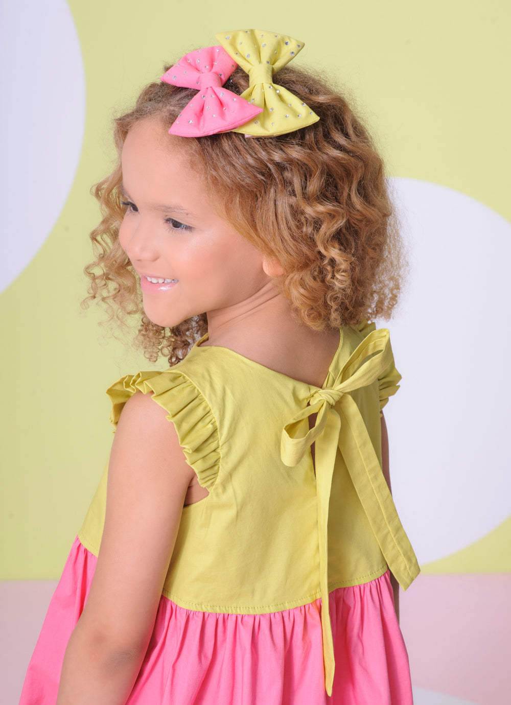 Vestido Tricoline Babados Colorido Love