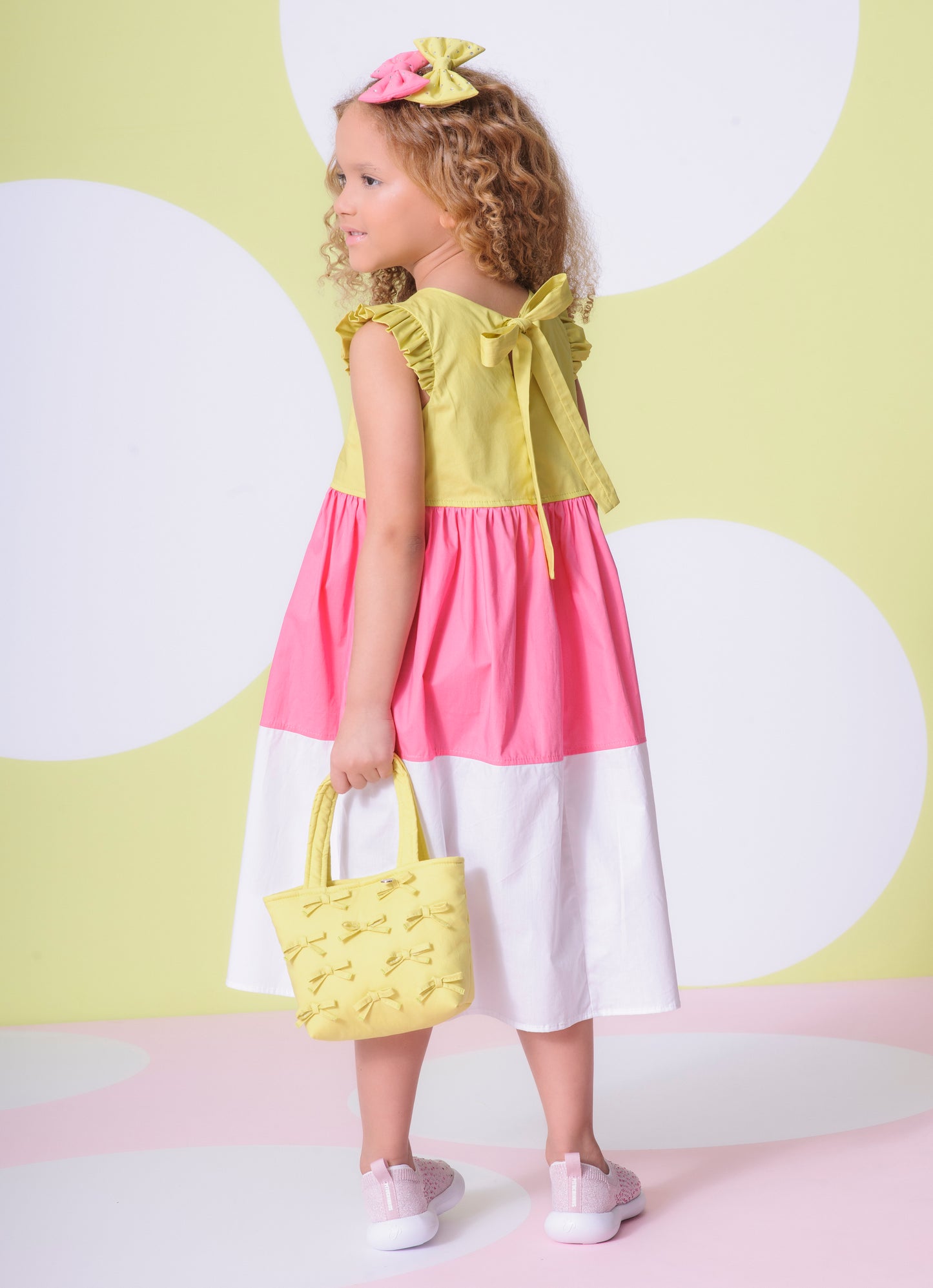 Vestido Tricoline Babados Colorido Love