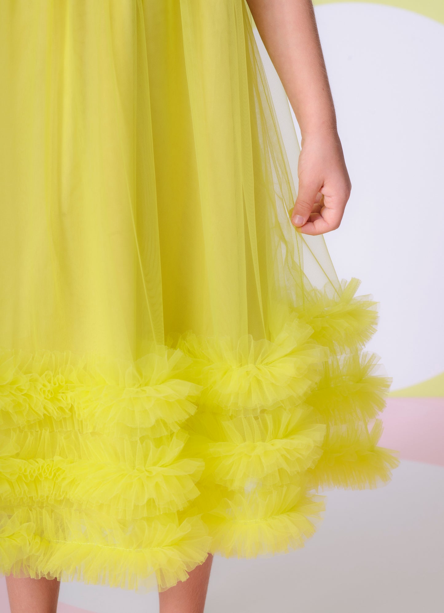 Vestido Tule Frufru Barrado