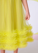 Vestido Tule Frufru Barrado