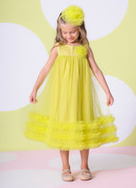 Vestido Tule Frufru Barrado