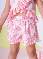 Short Algodão Estampa Floral Babado