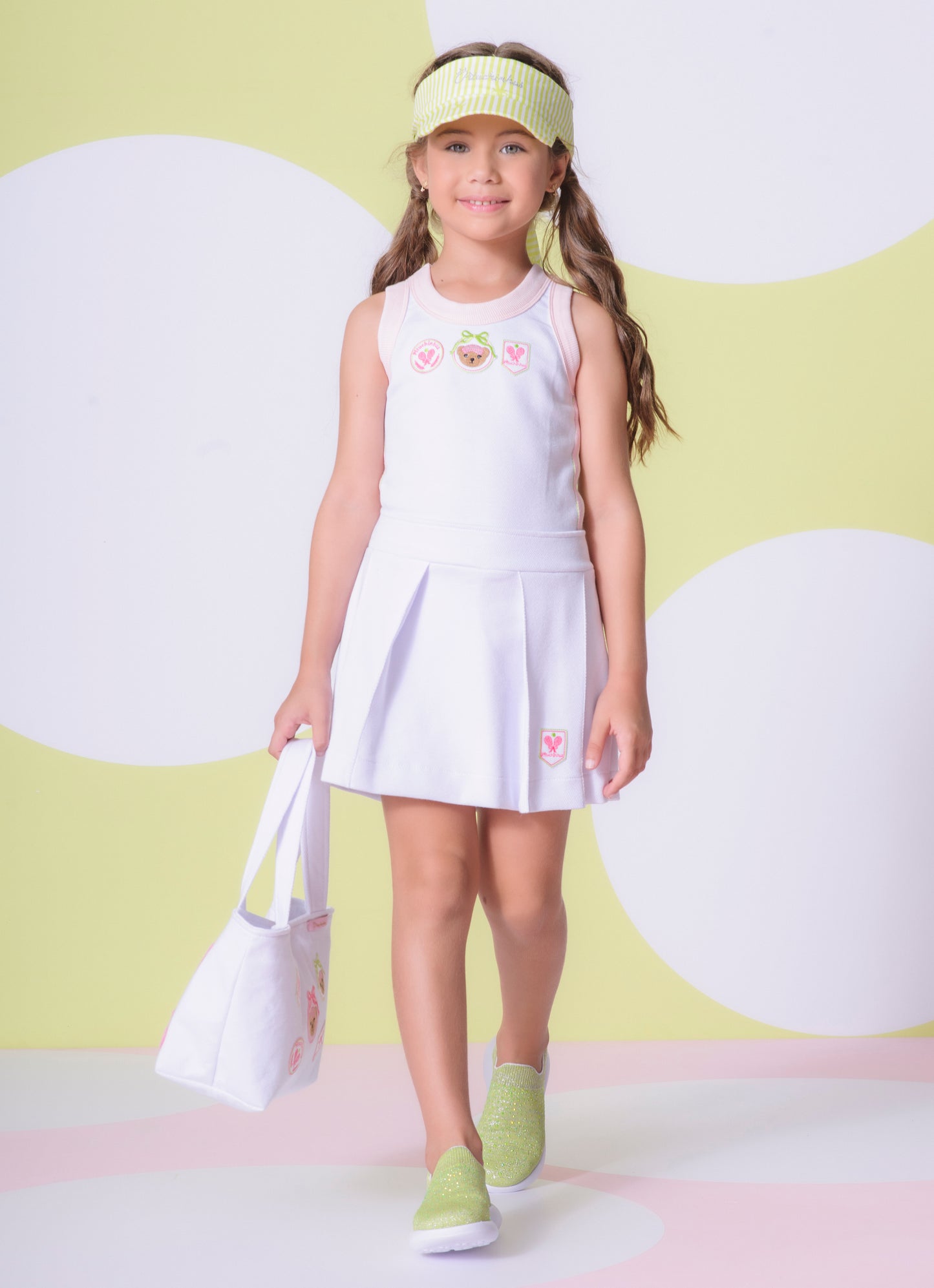 Saia Short Malha Piquet Pregas Patche