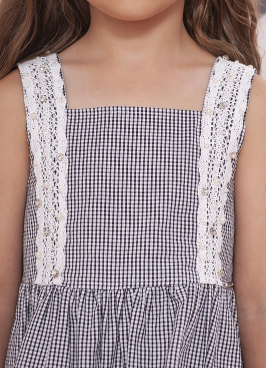 Blusa Algodão Xadrez Renda Bordada Blusa Algodão Xadrez Renda Bordada