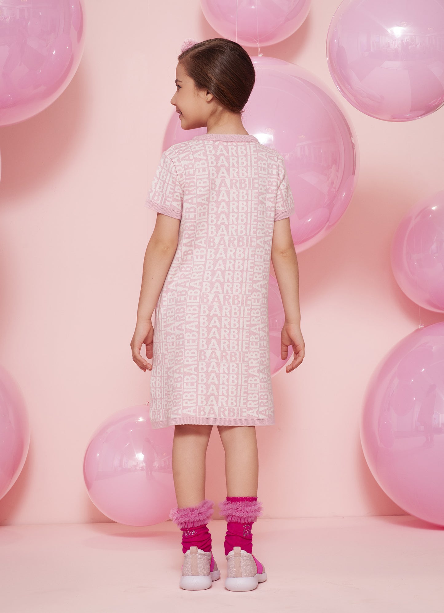 Vestido Tricot Jacquard Escrita Barbie B Patche