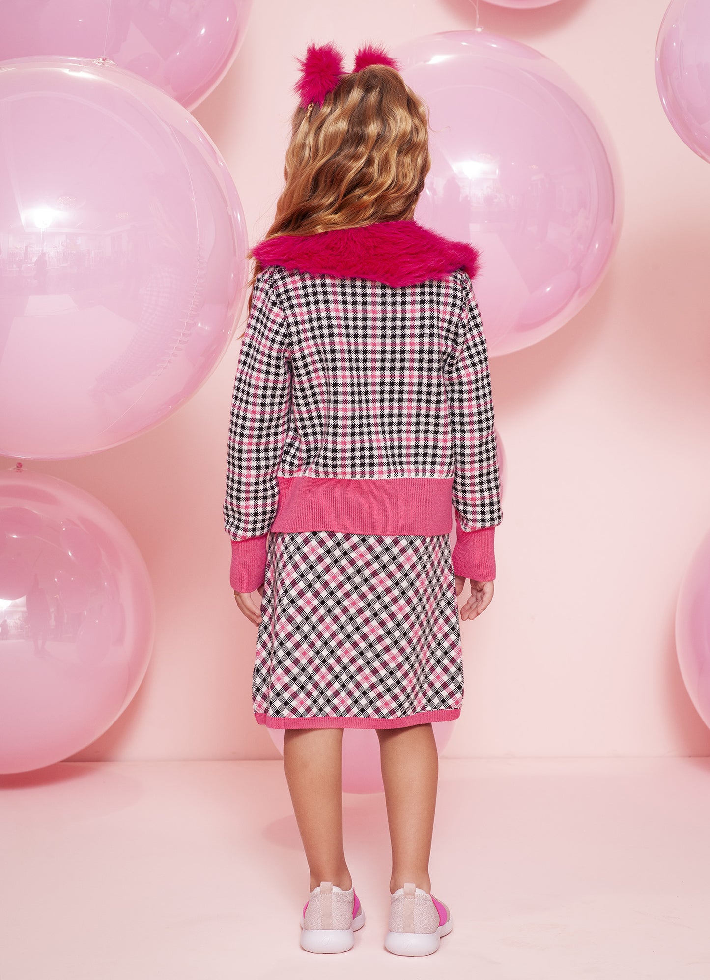 Vestido Tricot Regata Xadrez Patche Barbie